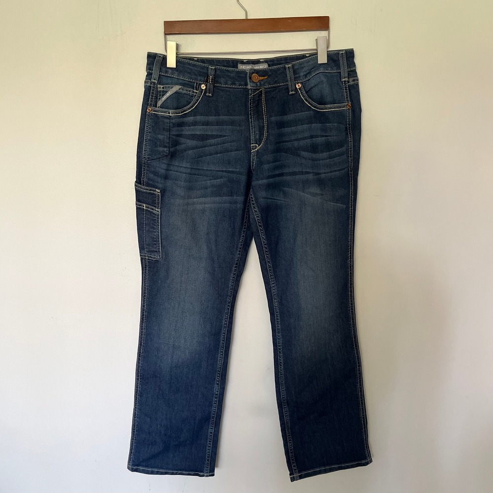Ariat Rebar Mid Rise Straight Leg Dark Wash Utility Denim Jeans 32R